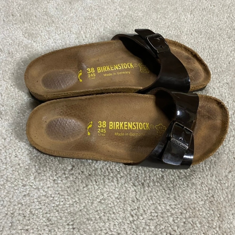 Birkenstock Sandals Women 38 Dark Brown Slide Boho Outdoor